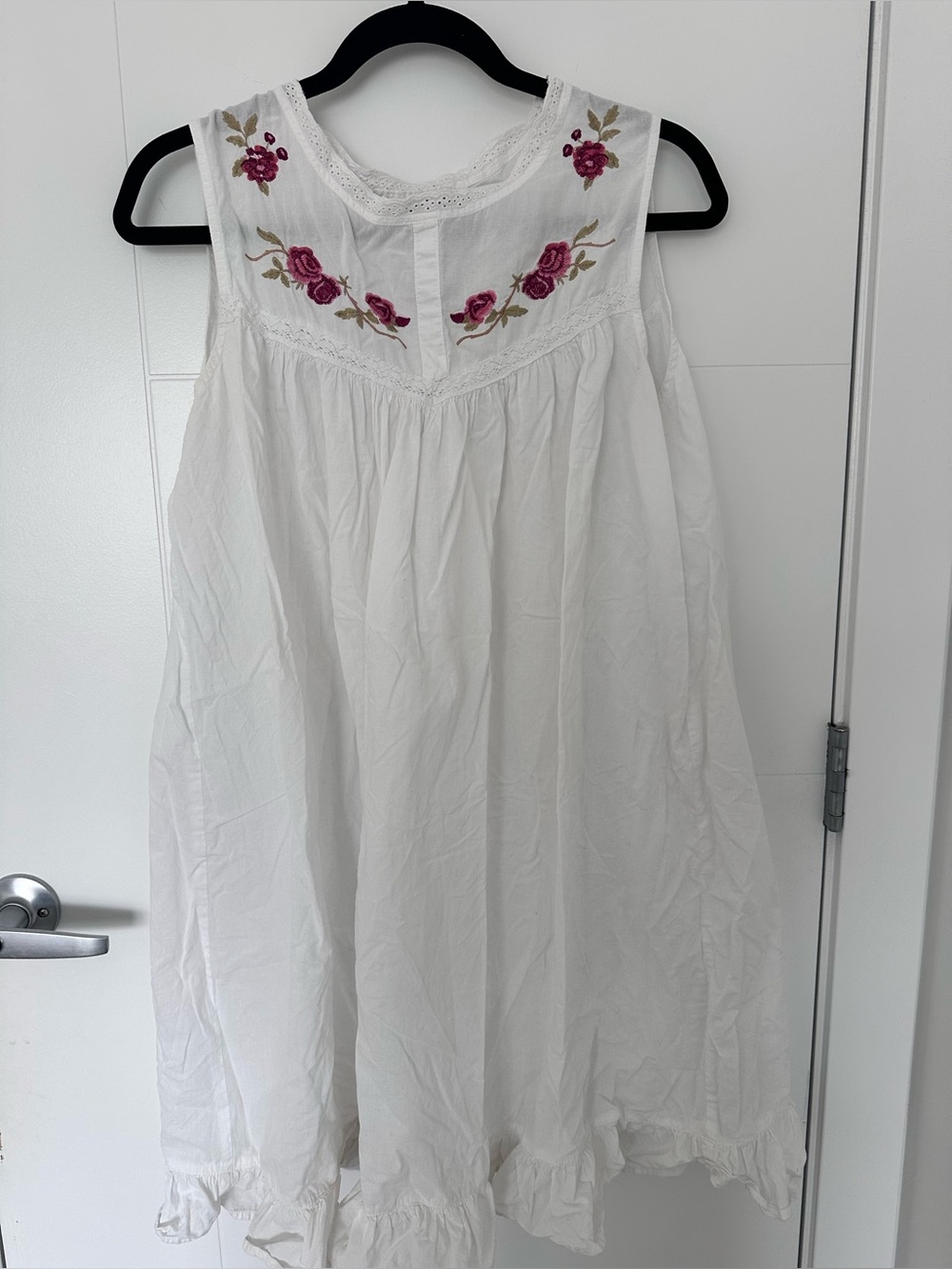 🌹 Victorian Classic Floral Embroidered Dress Ivory White Victorian sleepwear